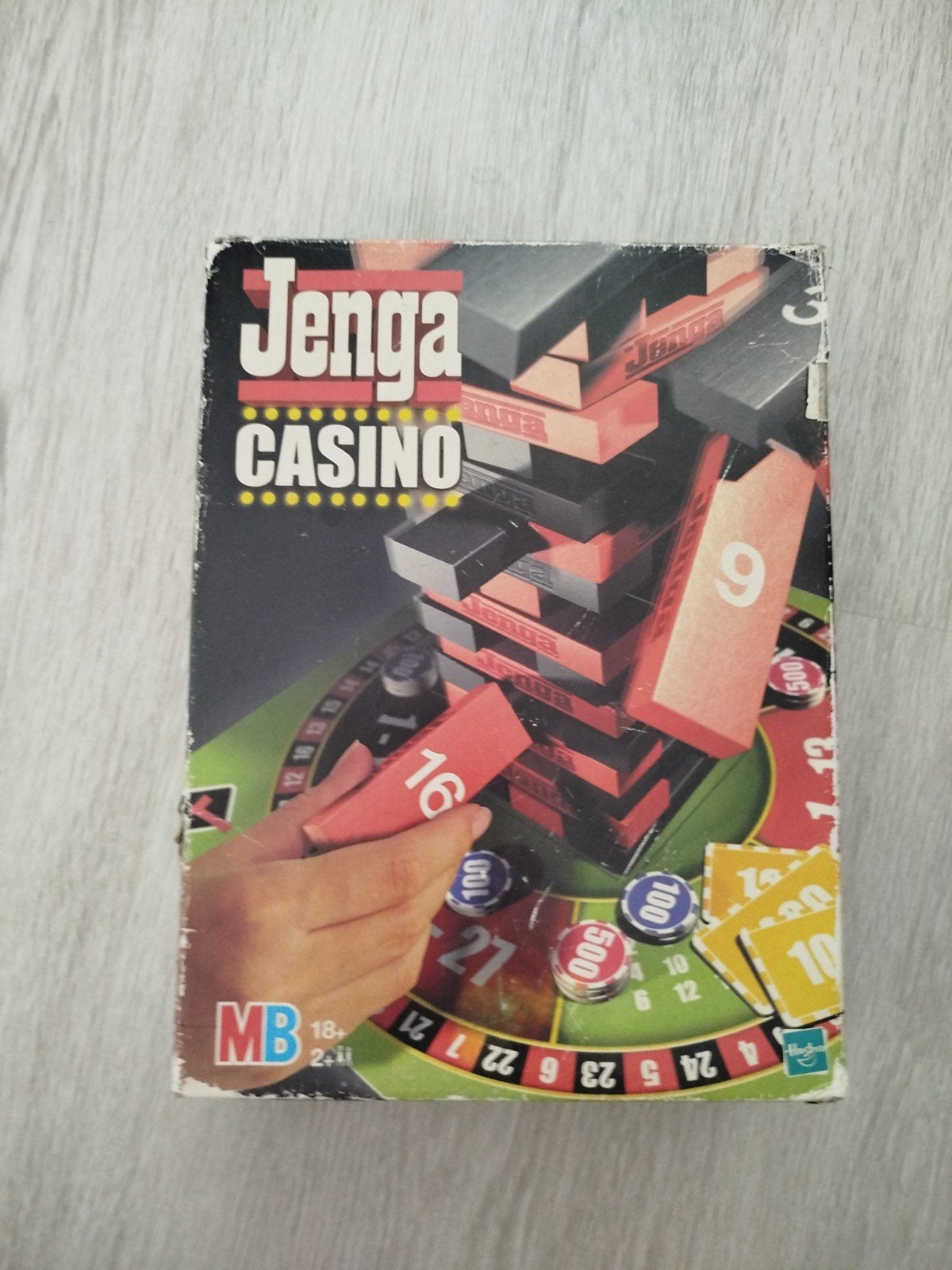 Jenga Casino: Het spannende stapelspel met een twist!, Vijf spelers of meer, Ophalen of Verzenden, Gebruikt, MB