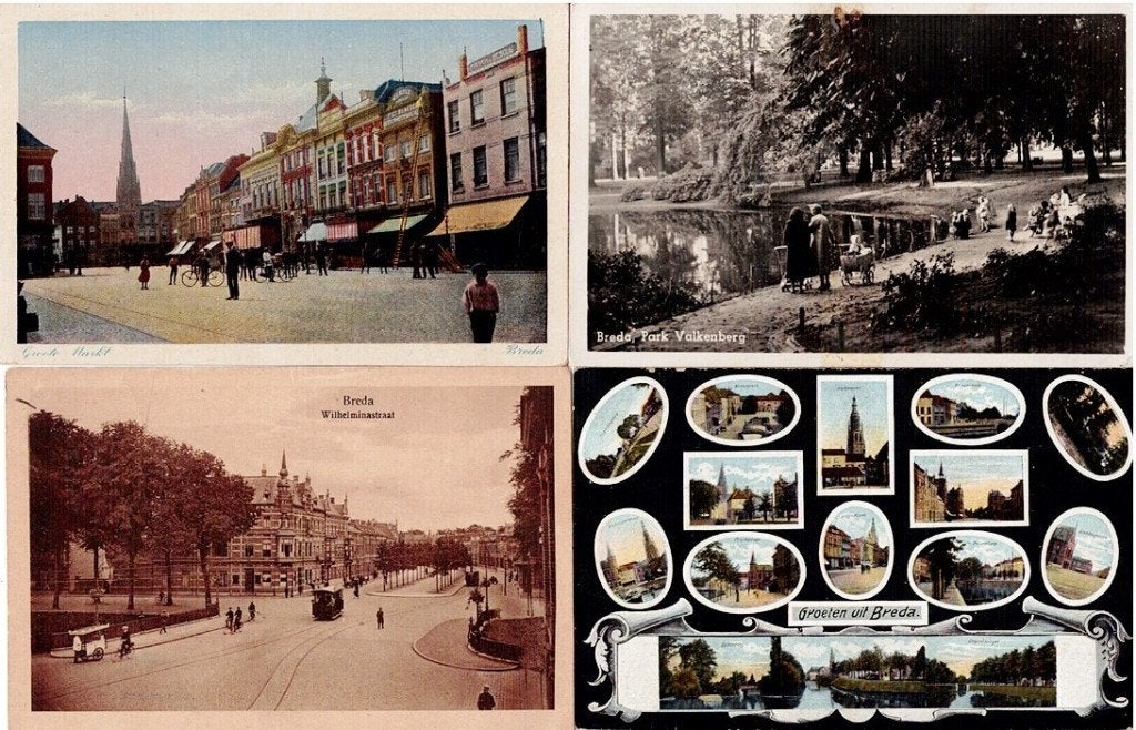 Oude Ansichtkaarten Breda - Diverse Gezichten, Verzenden, 1920 tot 1940, Gelopen, Noord-Brabant