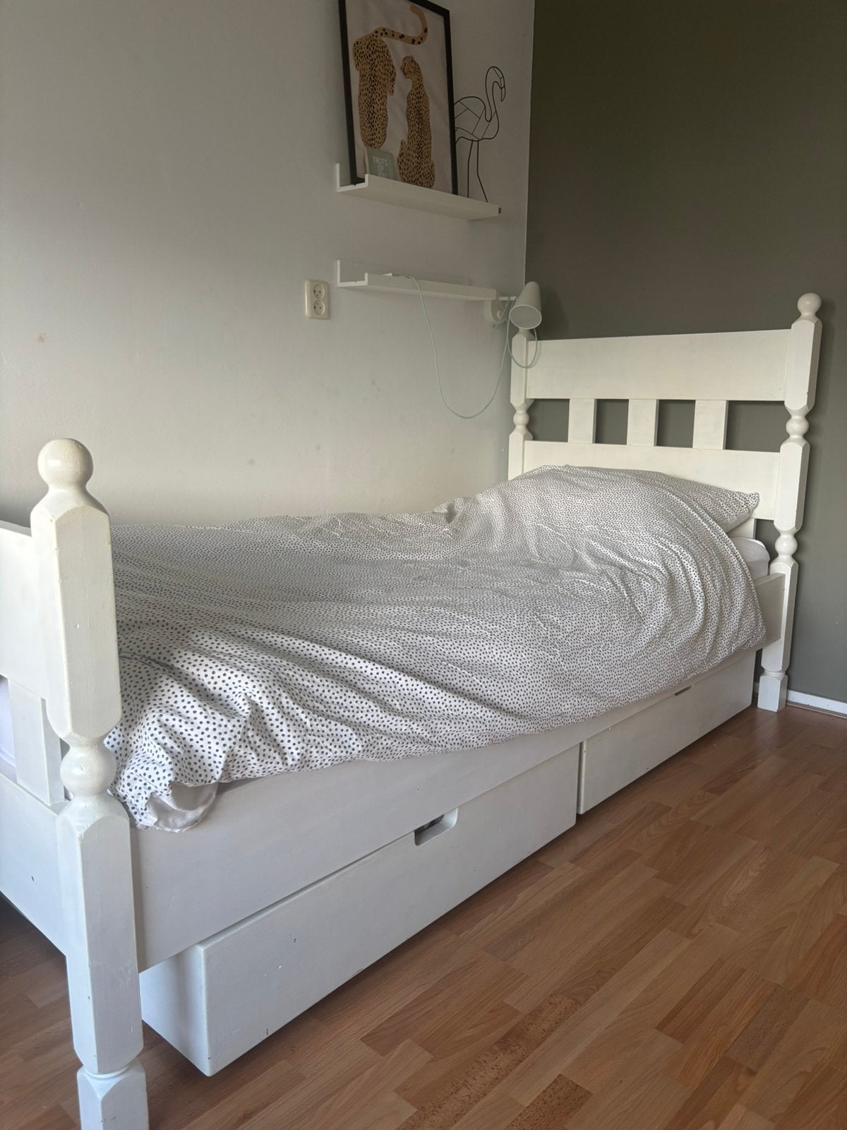 Eenpersoons bed (eikenhout), Ophalen, Gebruikt, 90 cm, Eenpersoons