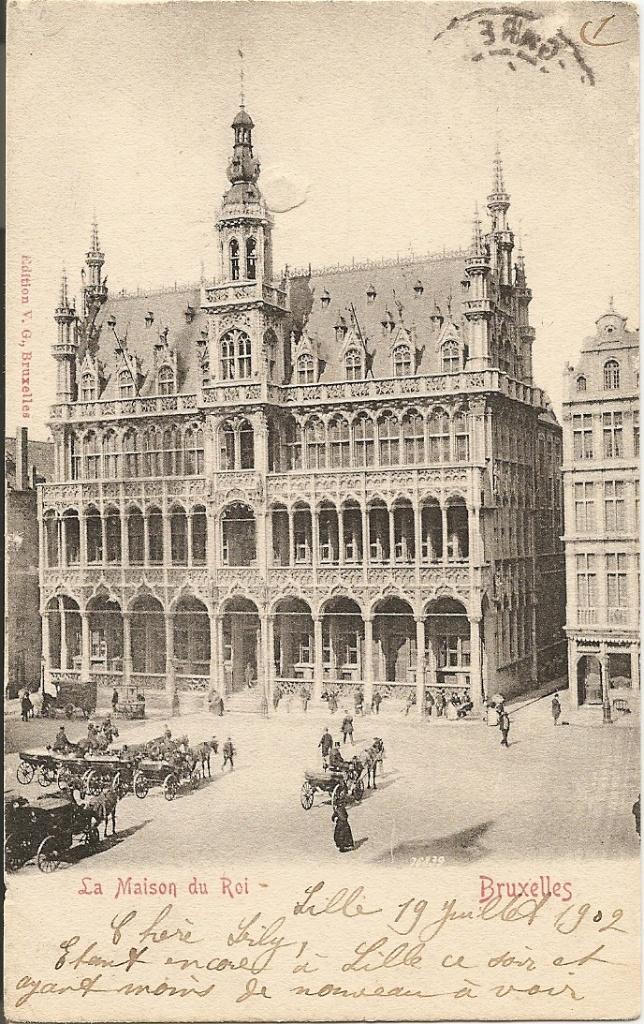 Brussel 1902 Koninklijk Paleis met veel koetsen, Verzamelen, Ansichtkaarten | België, Verzenden, Voor 1920, Gelopen, Brussel (Gewest)