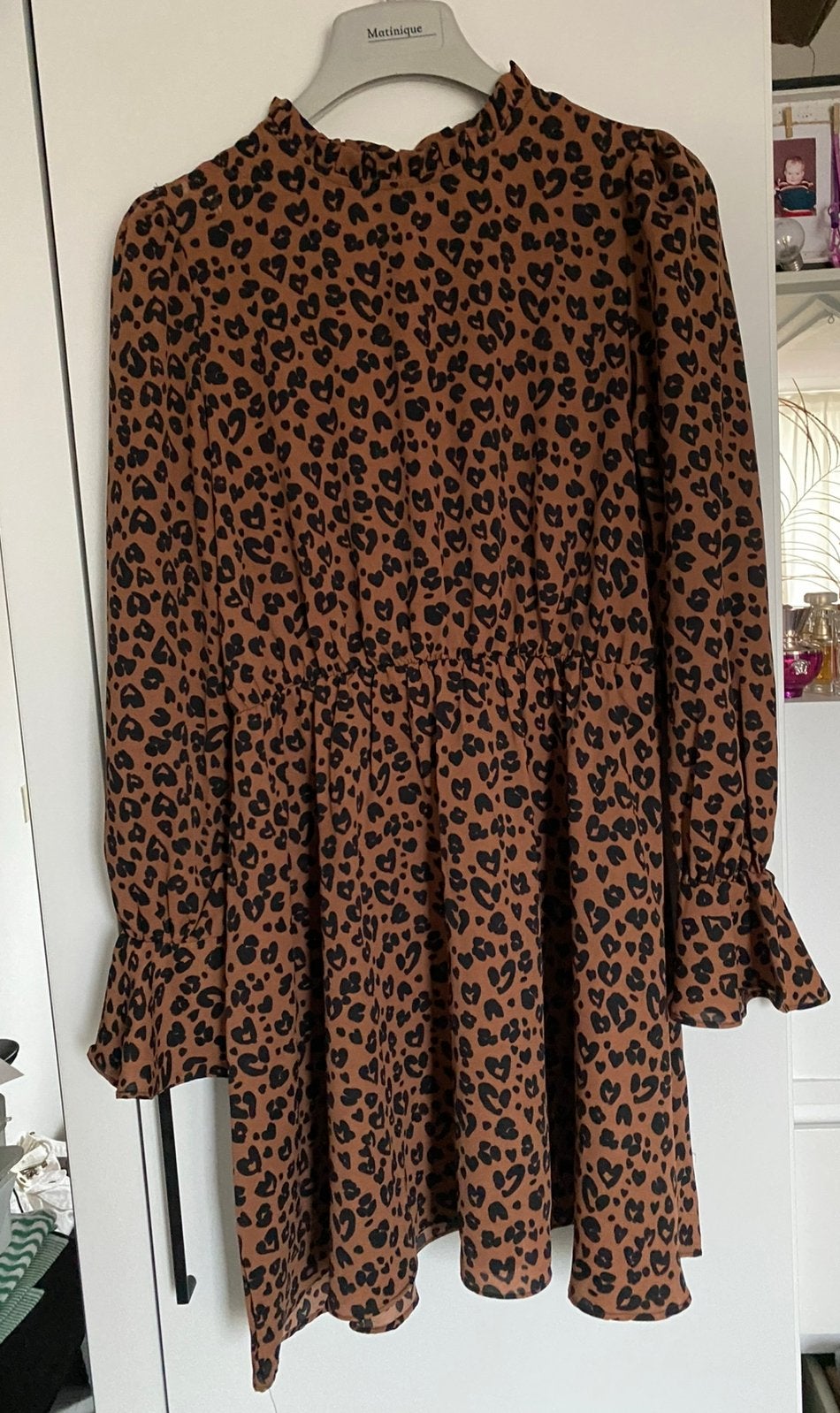 Loavies jurk met panterprint mt S, Bruin, Ophalen of Verzenden, Zo goed als nieuw, Maat 36 (S)