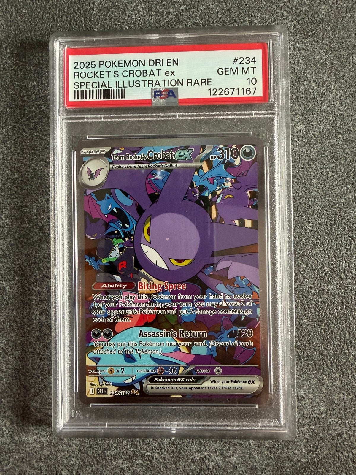 Team Rocket’s Crobat 234/192 Destined Rivals - Pokemon PSA10, Ophalen of Verzenden, Nieuw, Losse kaart