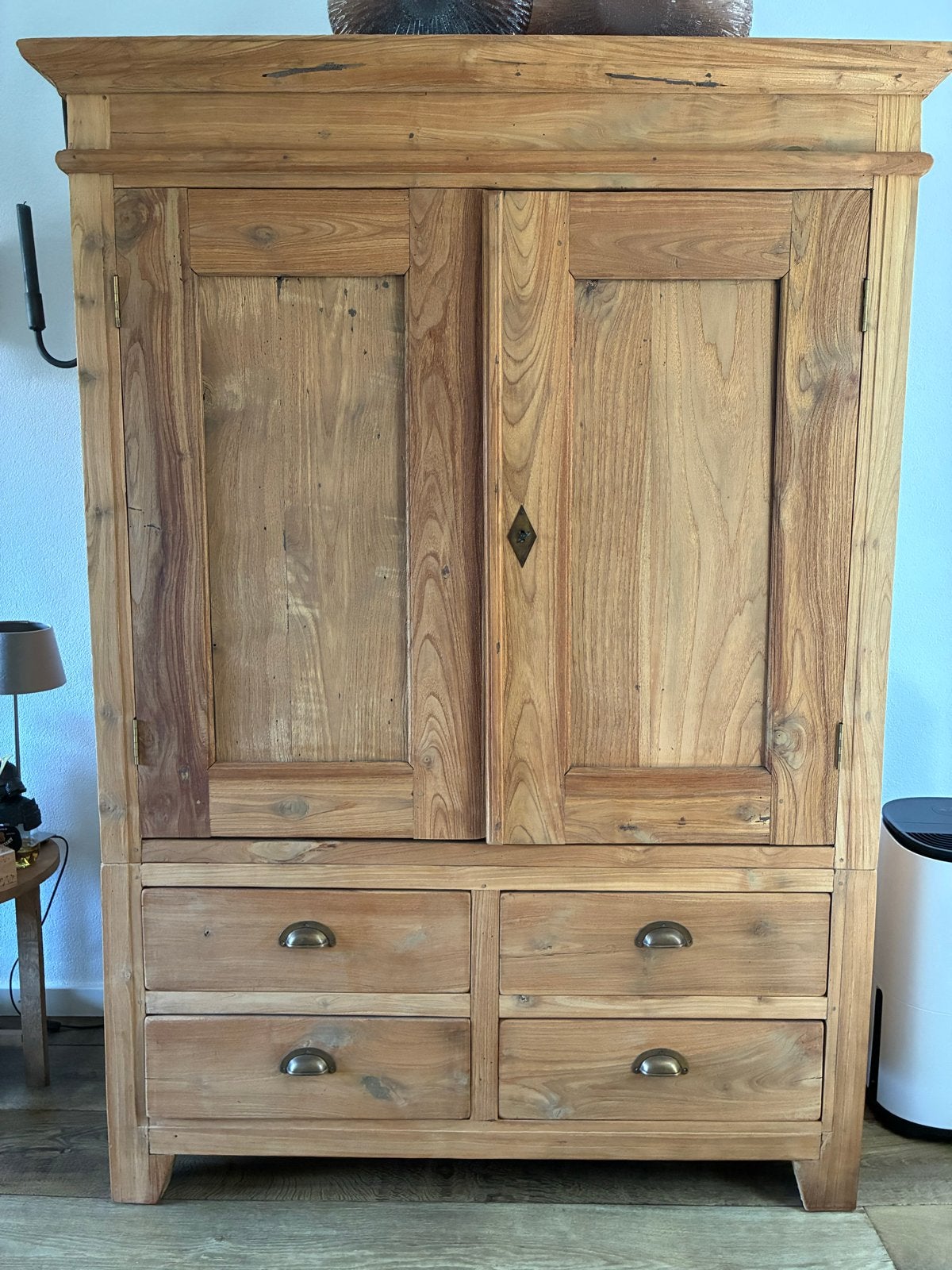 Teak Houten Kast - Gestraald, 130x60x190 cm, Ophalen, Gebruikt, 100 tot 150 cm, Teakhout
