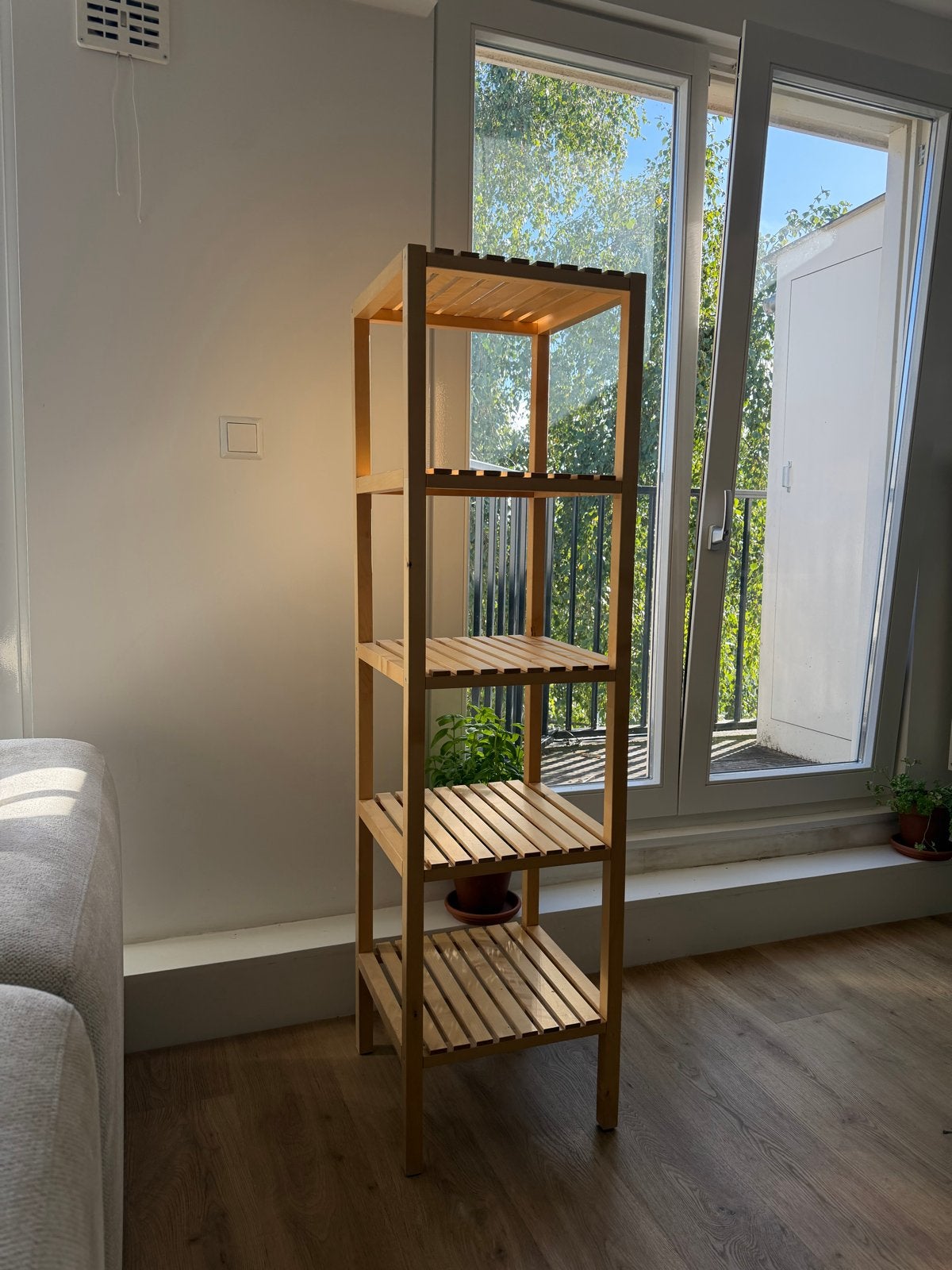 Houten rek met 5 planken - ideaal voor badkamer of planten, Ophalen, Gebruikt