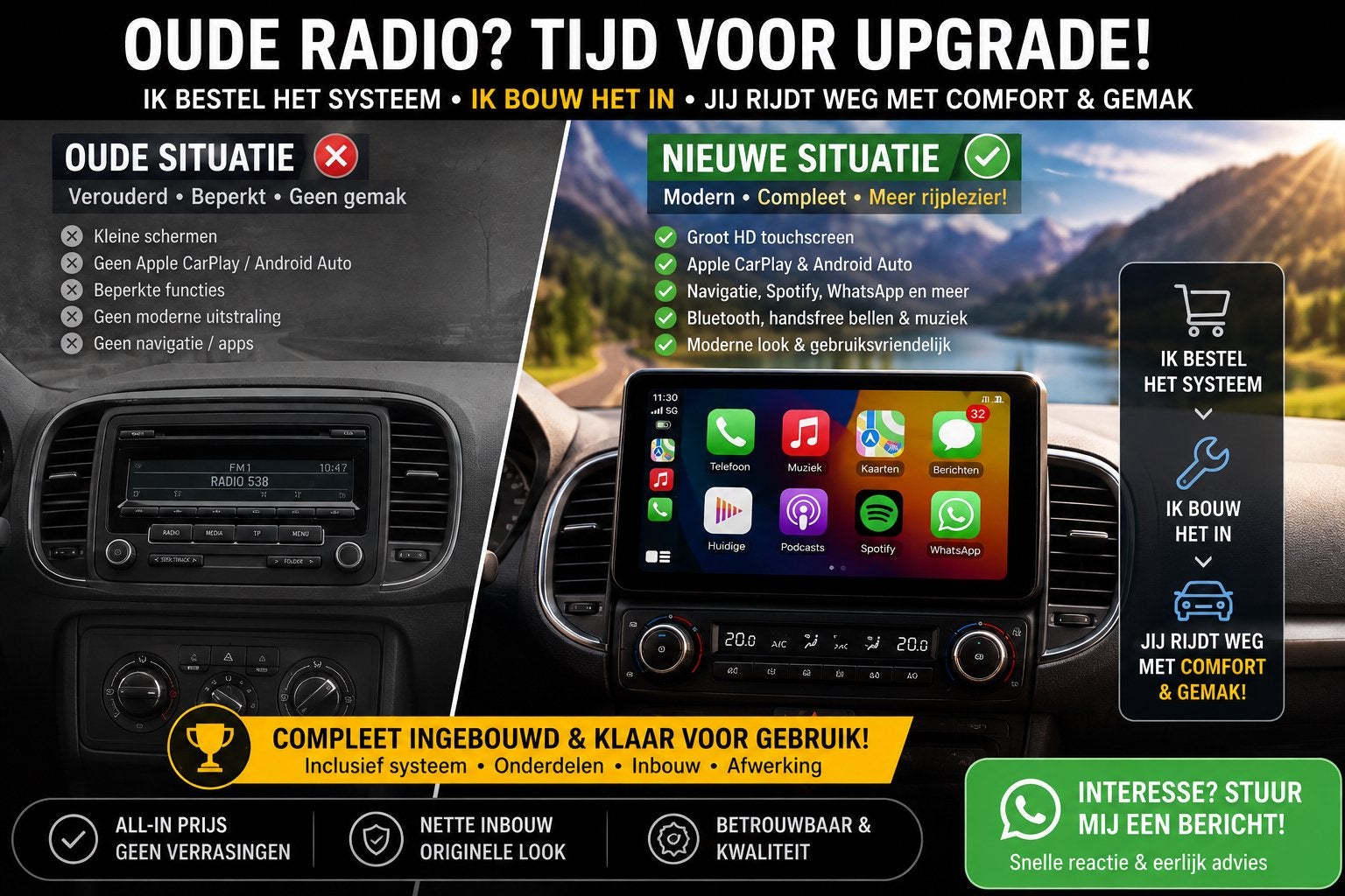 Apple CarPlay / Android Auto Inbouw | Alle automerken, Ophalen of Verzenden, Nieuw