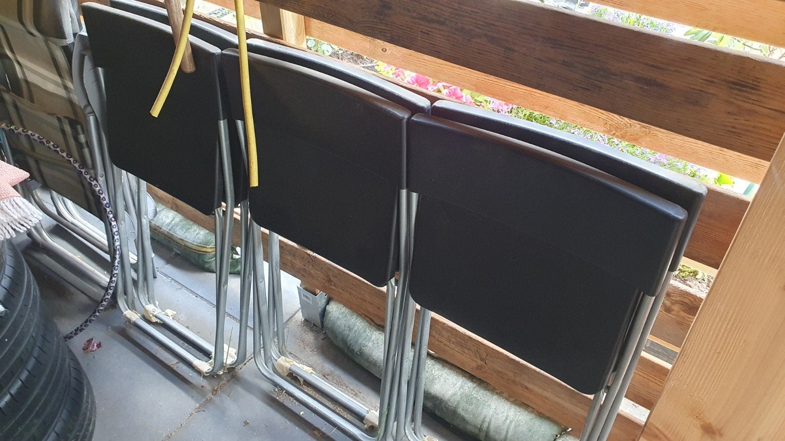 Set van 6 zwarte klapstoelen - Gebruikt. Ikea Jeff, Huis en Inrichting, Ophalen, Gebruikt, Praktisch, Opvouwbaar, Zwart