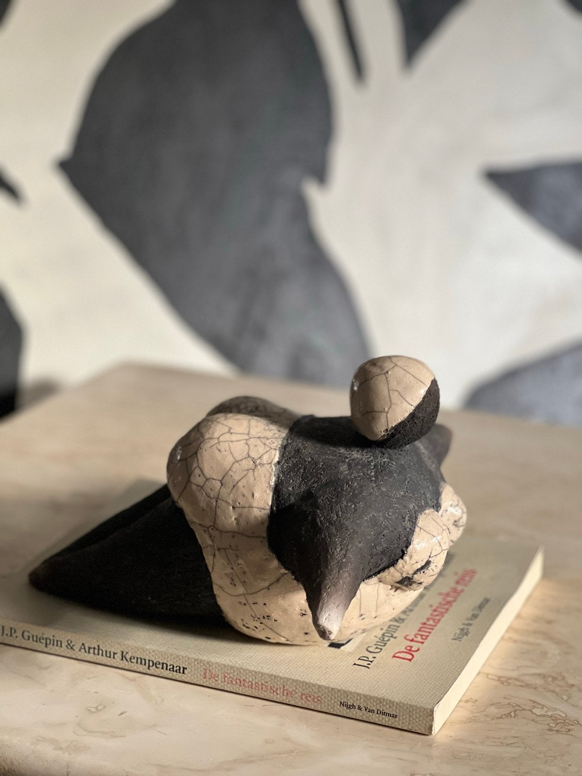 Uniek Raku gestookt keramiek object, Geglazuurd, Minder dan 20 cm, Ophalen of Verzenden, Steen of Keramiek