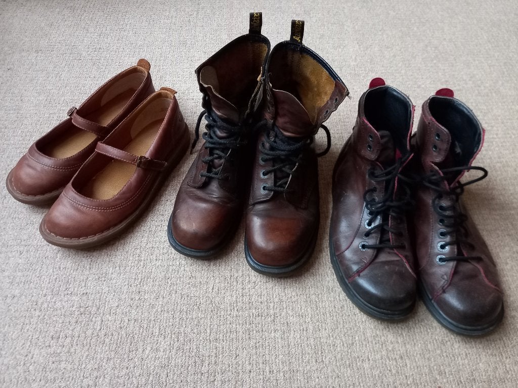 3 paar vintage dr Martens schoenen, Bruin, Ophalen of Verzenden, Dr. Martens, Gedragen