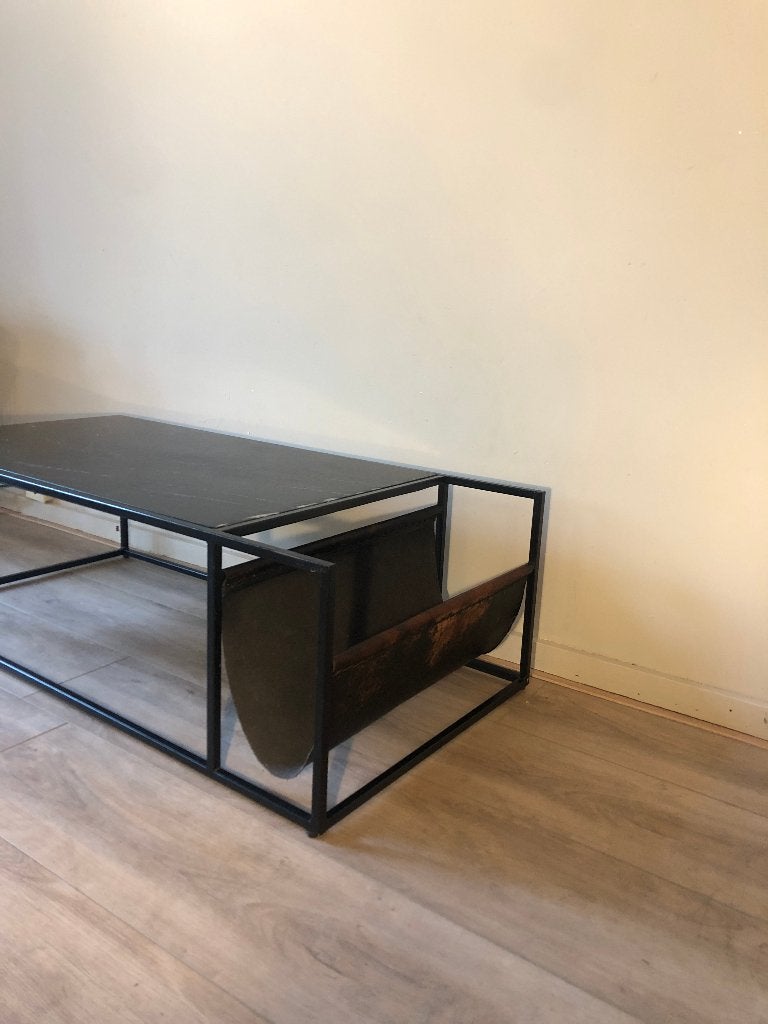Salontafel met zwart/wit marmeren blad – stijlvol design, Ophalen, Gebruikt, Modern / industrieel / elegant / Minimalist, 75 cm of meer