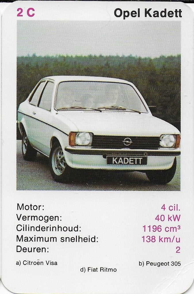 Kw4689 autokaartje 2c opel kadett, Verzamelen, Ophalen of Verzenden, Zo goed als nieuw, Auto's