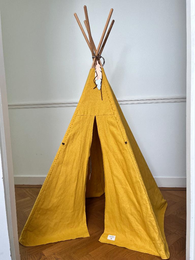 Tipi tent Nobodinoz Geel/ okergeel, Ophalen, Zo goed als nieuw