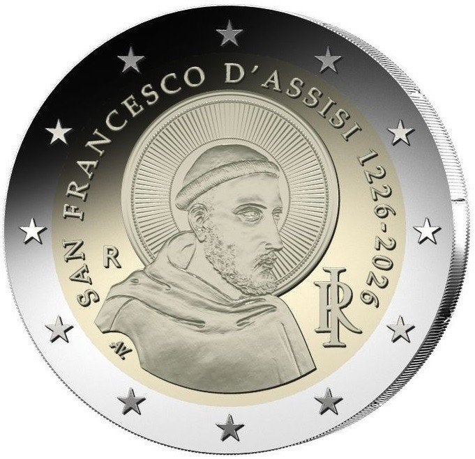 SPECIALE 2 EURO ITALIE 2026 SINT FRANCISCUS ASSISI BIJ JOHN, Ophalen of Verzenden, Italië, 2 euro, Losse munt