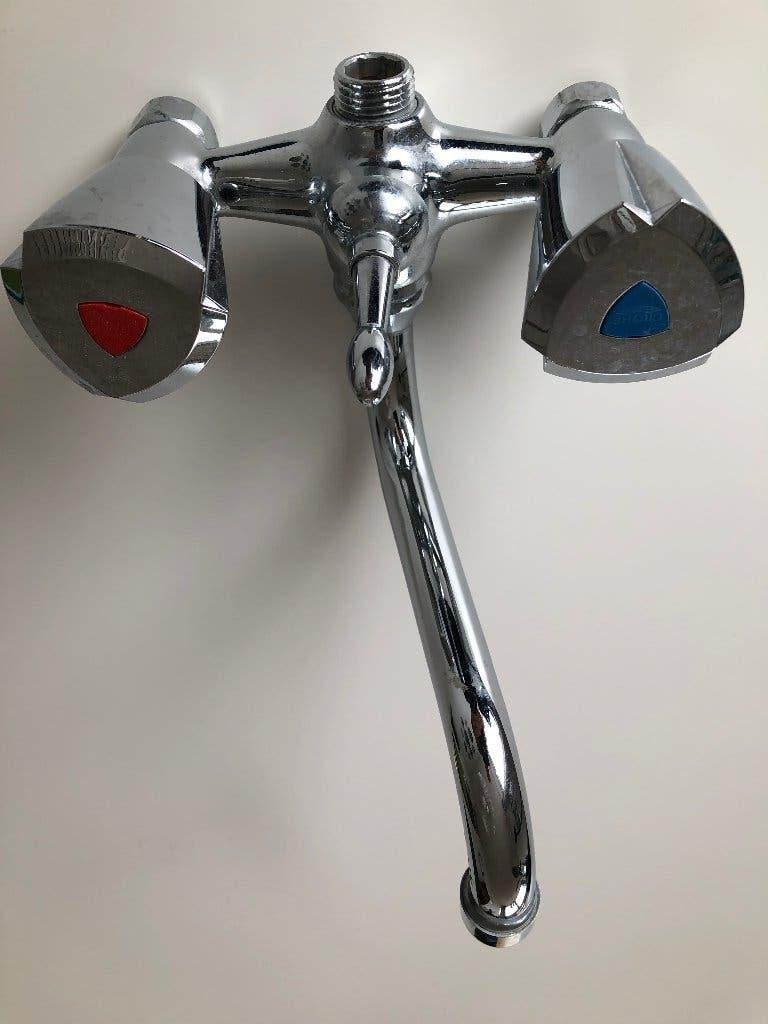 Douchekraan met omstelhendel 12 cm, Ophalen, Gebruikt, Chroom, Douche