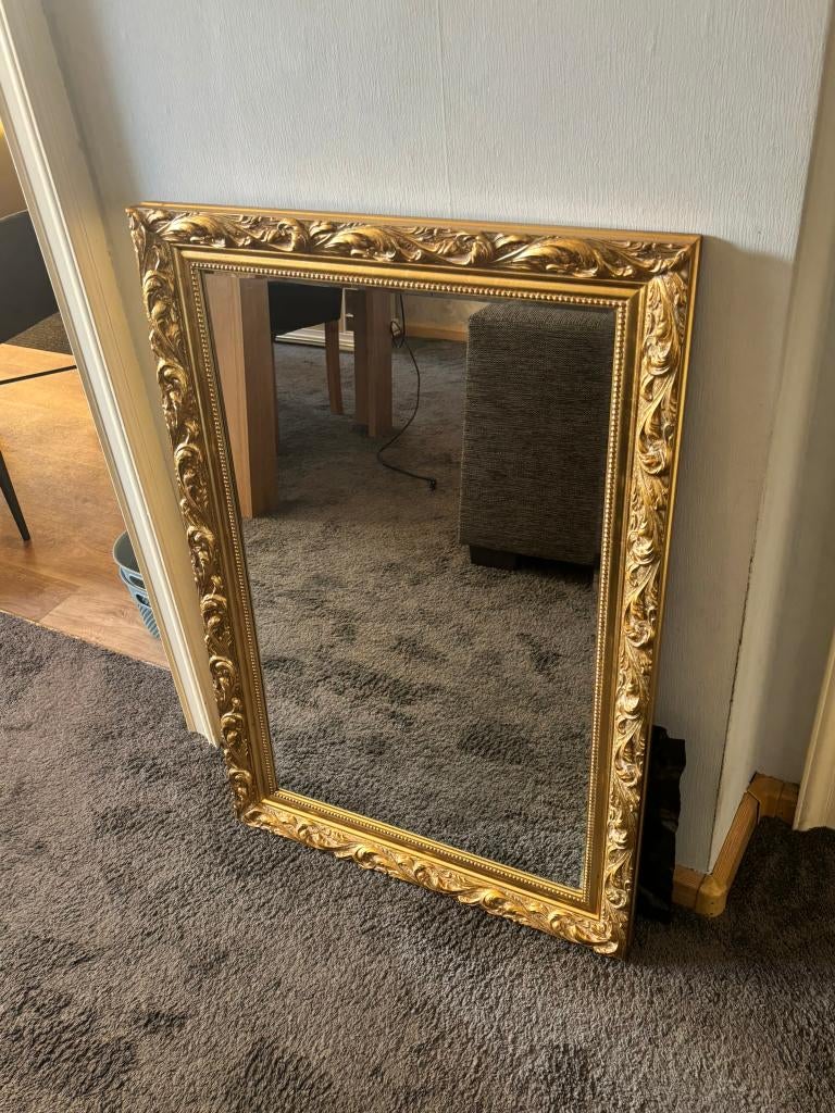 Spiegel met gouden rand, Huis en Inrichting, Ophalen, Minder dan 50 cm, Gebruikt, Minder dan 100 cm