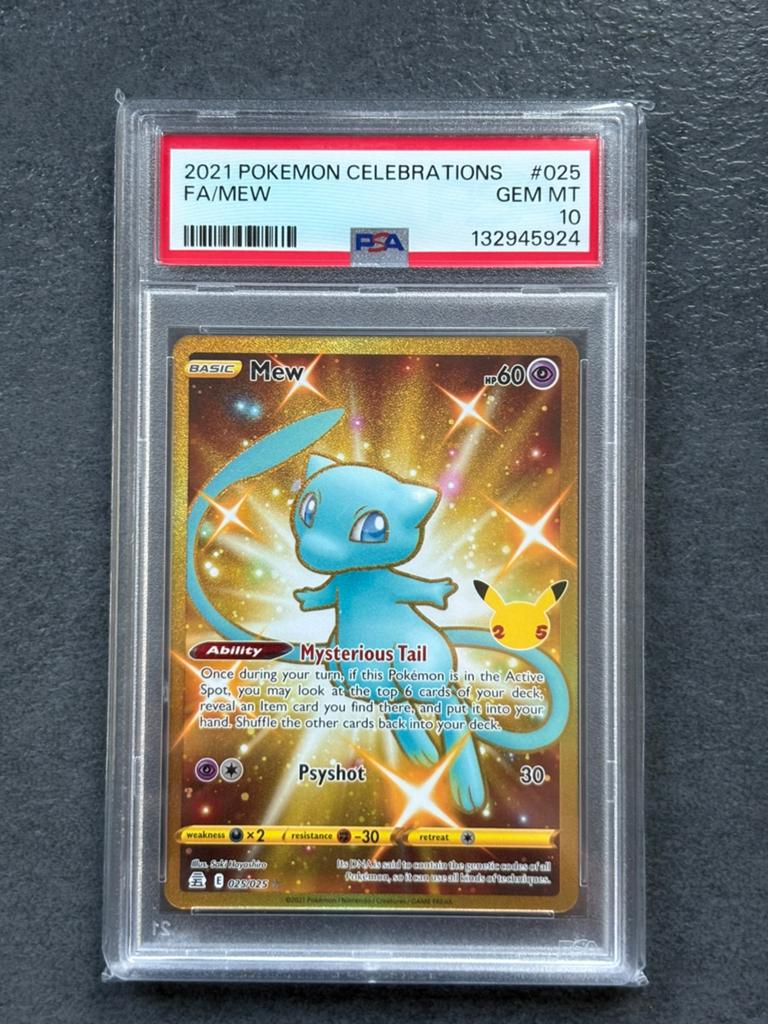 Pokémon Mew Full Art #025 Celebrations PSA 10, Ophalen, Zo goed als nieuw