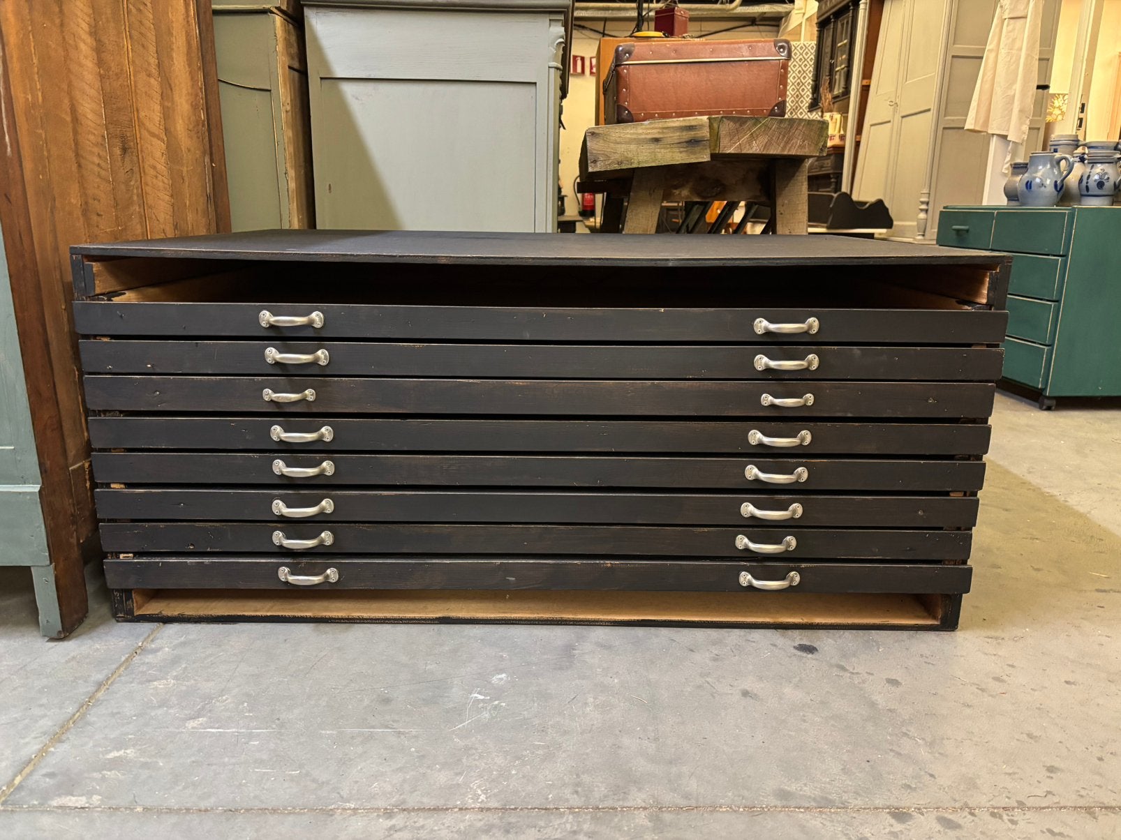 Vintage archiefkast / tekeningenkast / ladekast, Huis en Inrichting, Kasten | Roldeurkasten en Archiefkasten, Studio Larilo, 100 tot 150 cm