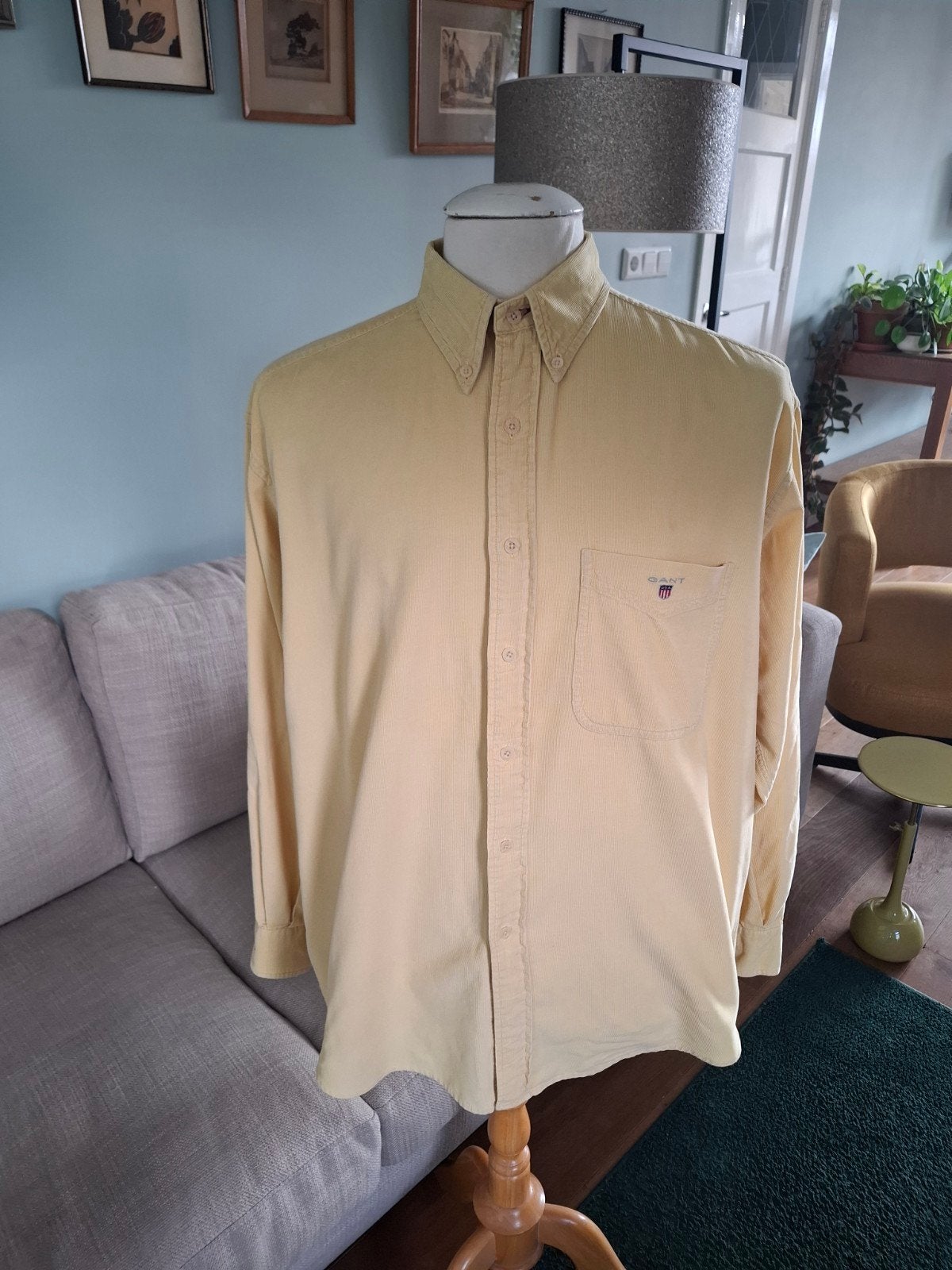 Gant overhemd fijne ribstof, Blauw, GANT, Ophalen of Verzenden, Zo goed als nieuw