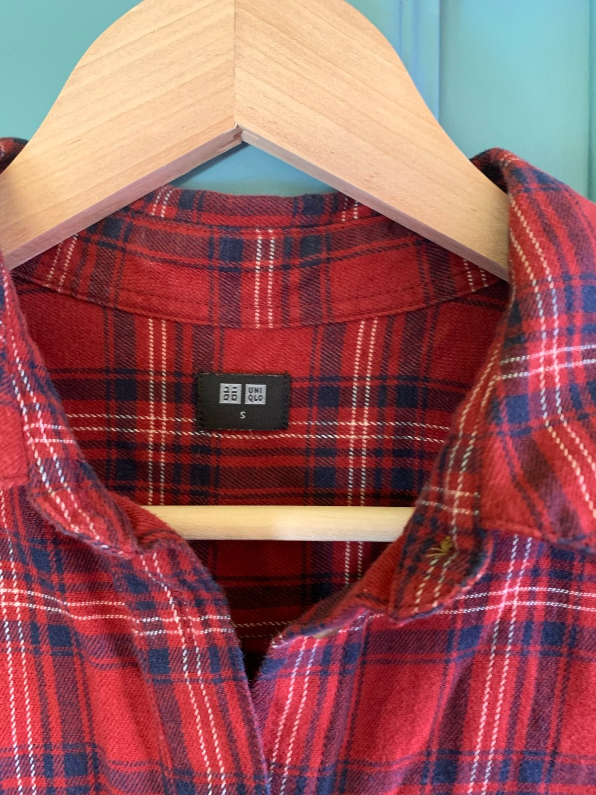 Uniqlo geruit flanellen overhemd - rood/blauw, Ophalen of Verzenden, Zo goed als nieuw, Lange mouw, Maat 36 (S)