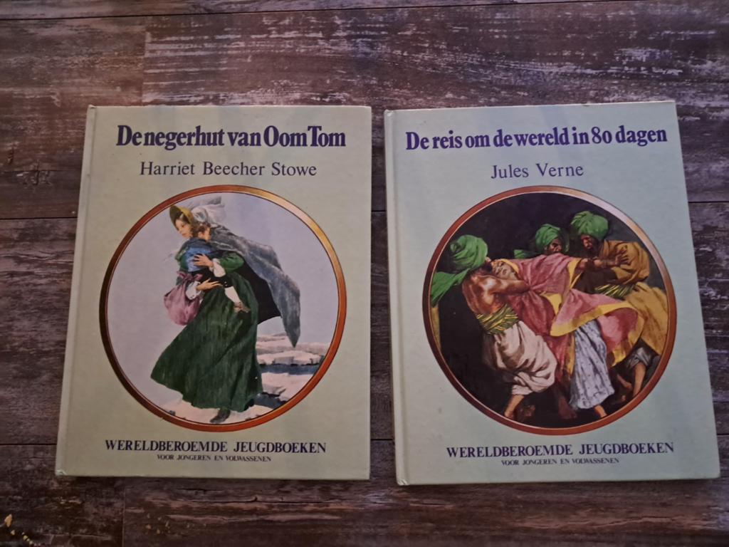 Jeugdboeken: De Negerhut van Oom Tom & De Rei, Ophalen of Verzenden, Gelezen, Harriet Beecher Stowe, Jules Verne, Fictie algemeen