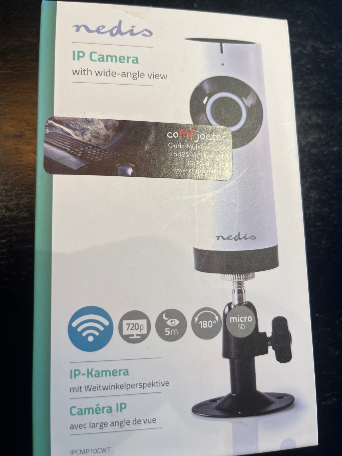 Nedis IP Camera met 180 wide-angle view en nachtzicht, Ophalen of Verzenden, Nieuw, Binnencamera
