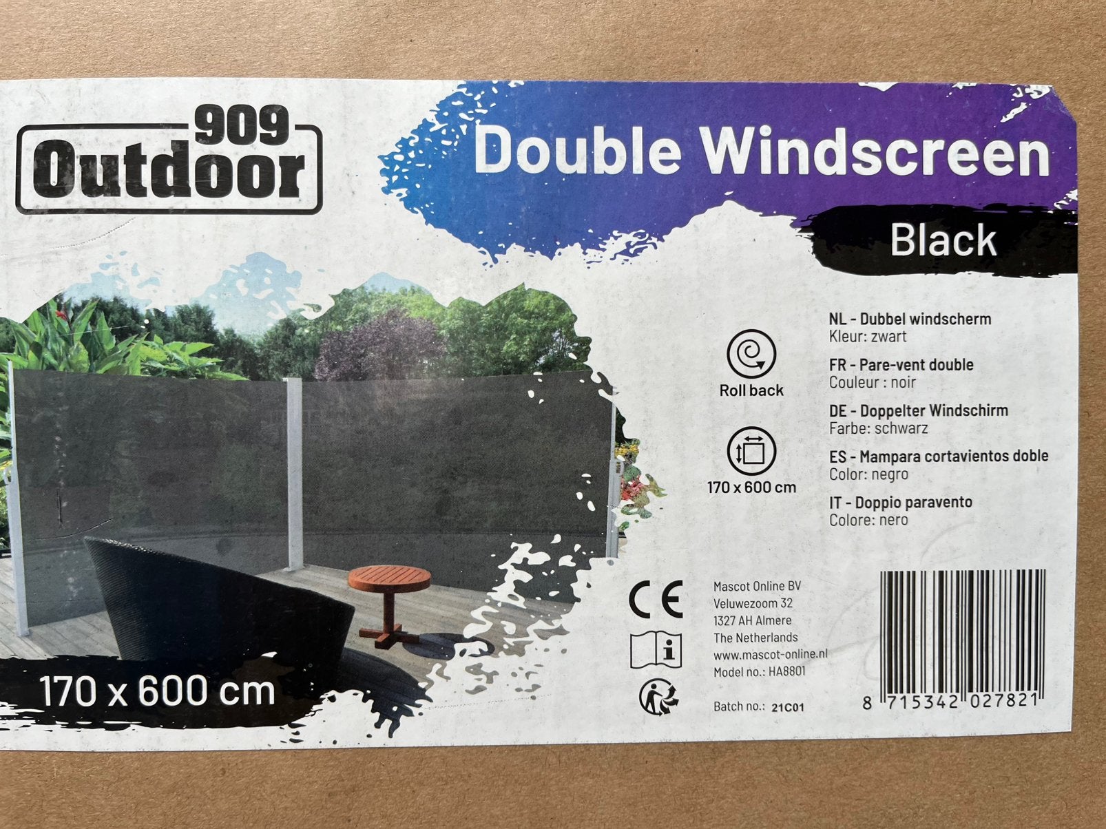 Tuin/balkonscherm dub.zwart 2 stuks prijs per stuk € 40,00, Tuin en Terras, Bloembakken en Plantenbakken, Ophalen, Overige materialen