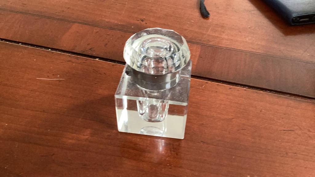 Inktpot met geslepen deksel, Ophalen of Verzenden