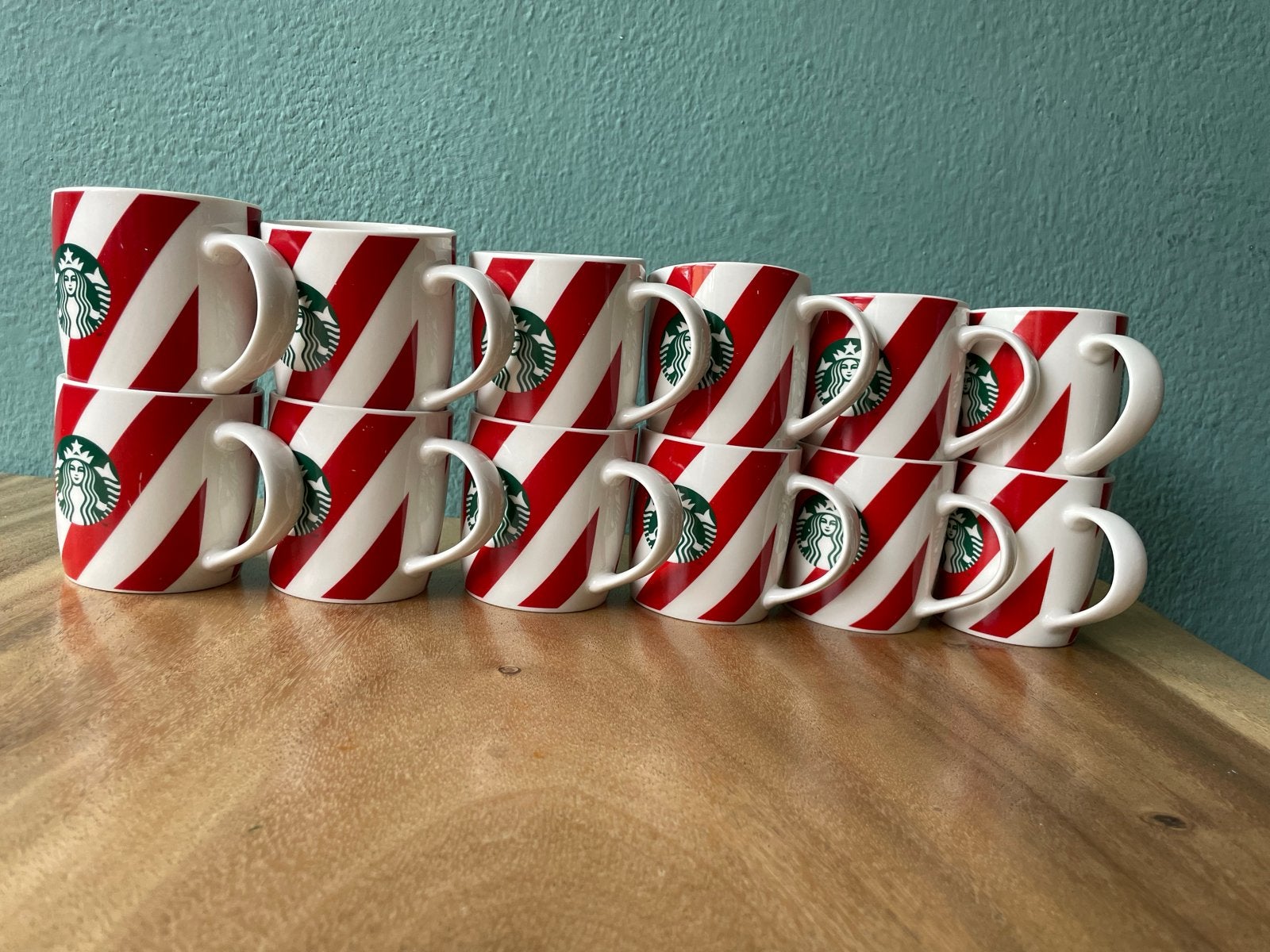 Starbucks Kerstmokken - Rood/Wit gestreept (ook per stuk), Ophalen, Steen/keramiek, Meerkleurig, Overige merken