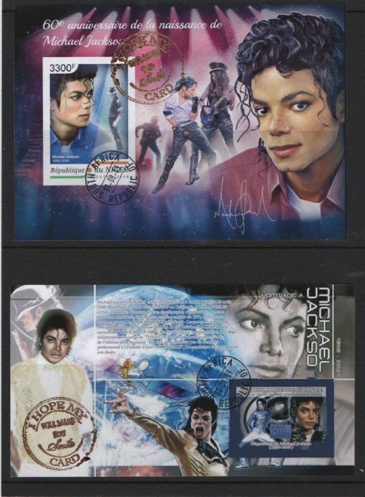 K61) 2X BLOK MICHAEL JACKSON AFRIKA, Verzenden, Tanzania, Gestempeld