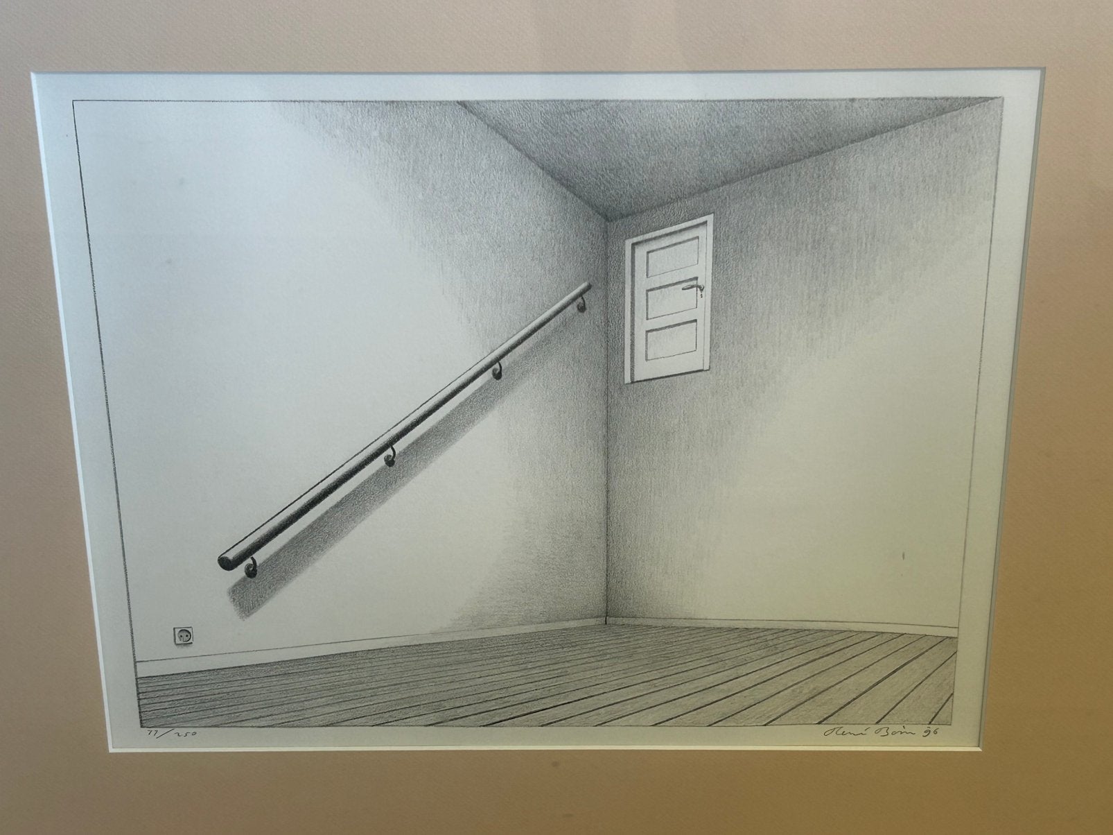 René Boin Litho "De trap" ️ Ingelijst Kunstwerk 77/250, Ophalen, Print, Lithografie, Met ophangsysteem