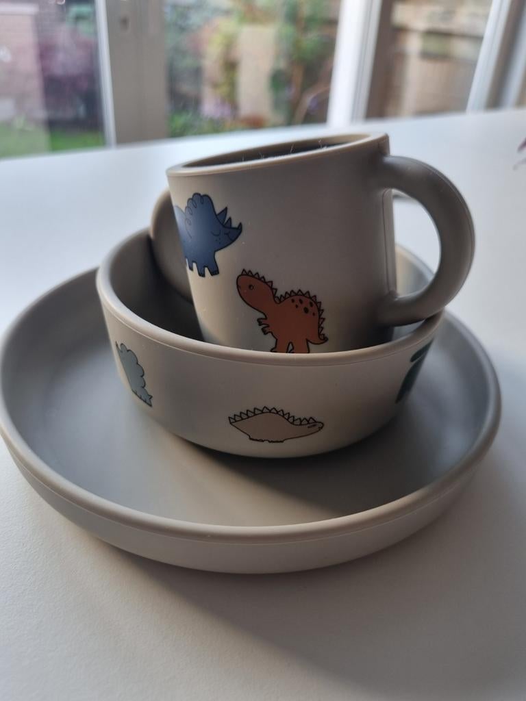 Liewood serviesgoed baby dinosaur, Ophalen of Verzenden, Gebruikt, Overige typen
