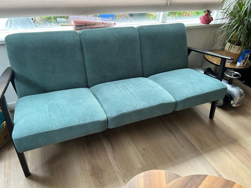 Ikea Ekenäset bank - 3-zits bank in groen ribstof, Ophalen, Gebruikt, 150 tot 200 cm, Driepersoons