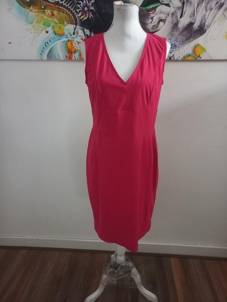 Prachtige roze travelstof jurk van La Dress by Simone (L), Maat 42/44 (L), Ophalen of Verzenden, Zo goed als nieuw, Knielengte