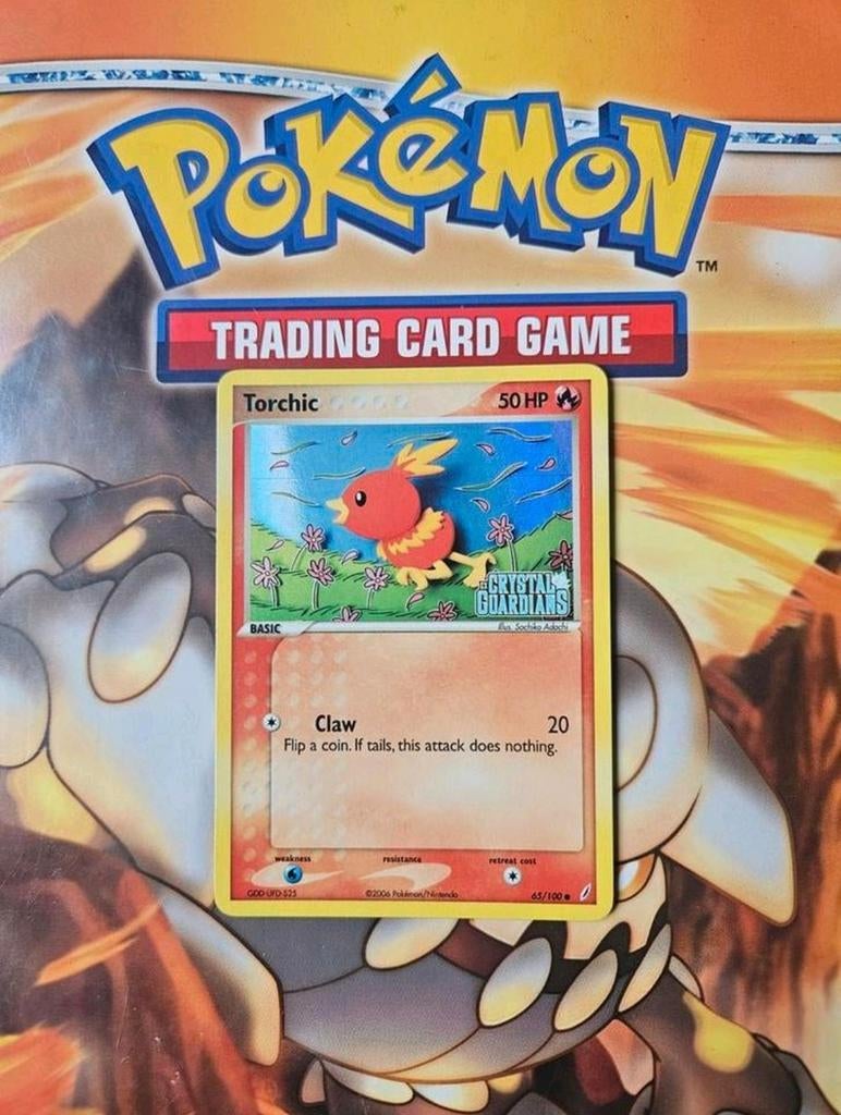 Torchic 65/100 reverse holo Ex Crystal guardians pokemon, Ophalen of Verzenden, Gebruikt, Foil