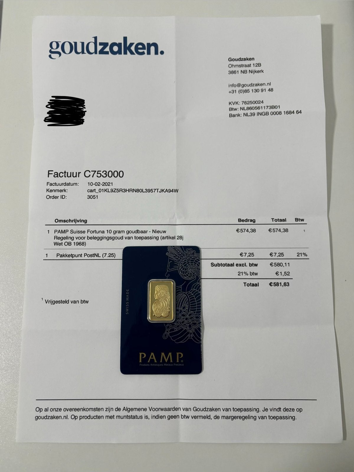PAMP Suisse Lady Fortuna 10 gram goud 999,9  Nieuw – factuur, Ophalen of Verzenden, Goud