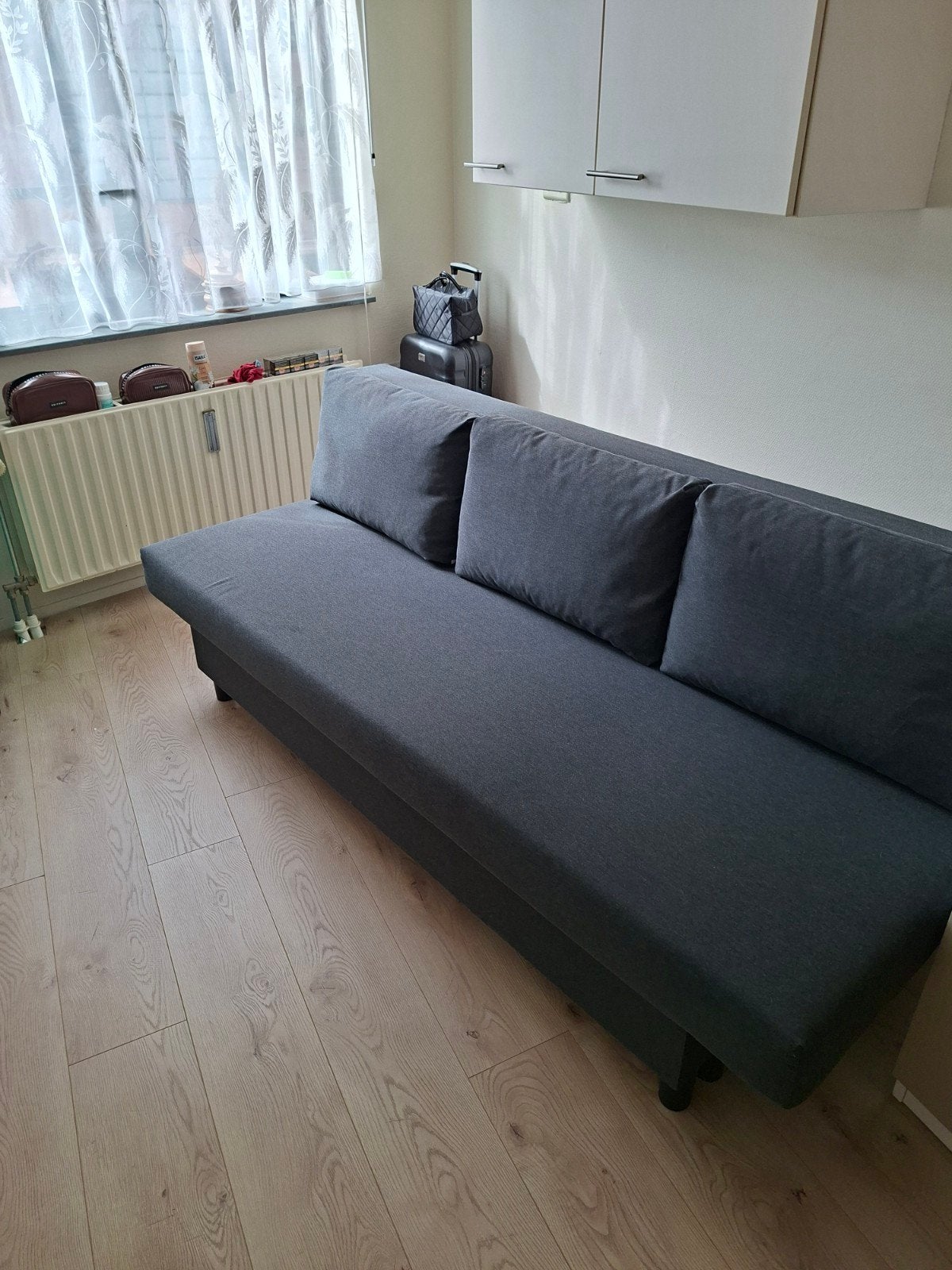 IKEA ÄLVDALEN 3-zits slaapbank, Knisa donkergrijs, Ophalen, Tweepersoons, Zo goed als nieuw, Overige maten