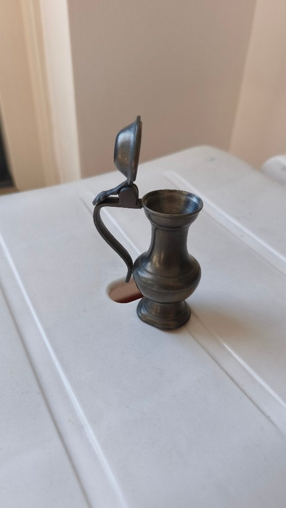 Miniatuur tinnen kan met deksel, Antiek en Kunst, Ophalen of Verzenden