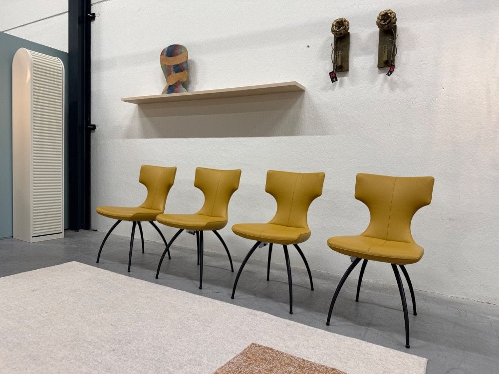 4 Nieuw Leolux Callas Eetkamerstoel geel leer Design stoel, Leolux, Overige kleuren, Info@leolux.nl, Nieuw