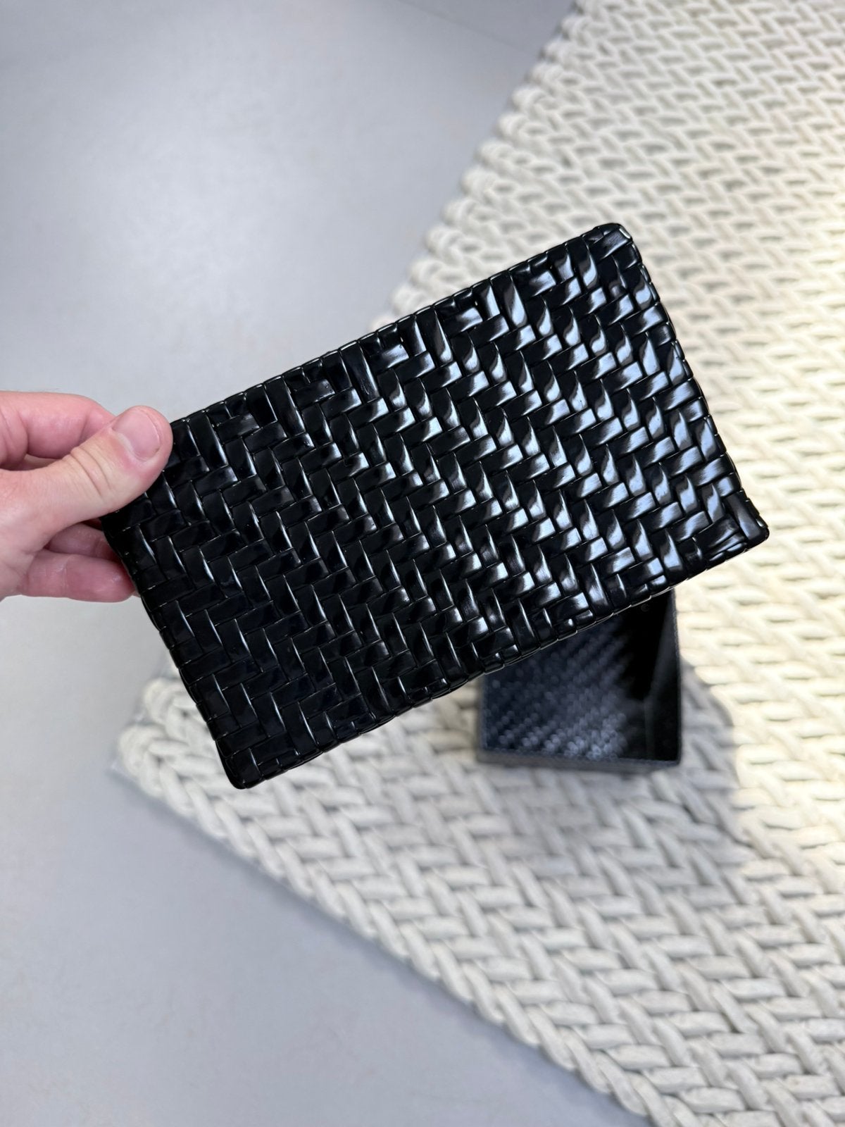 2x HEMA opbergmandje zwart 20x20x12, Kunststof, Gevlochten, Mand, Vierkant