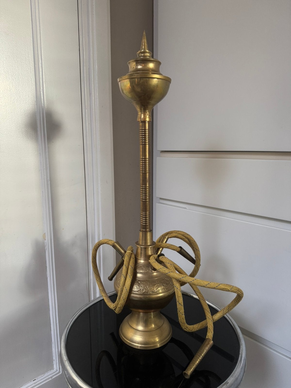 Geelkoperen waterpijp, vintage brocante, Antiek en Kunst, Ophalen of Verzenden