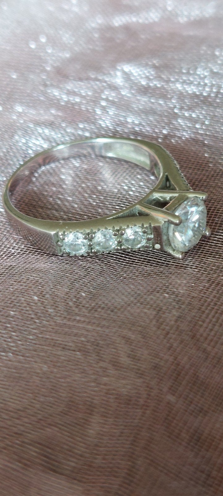 Zilveren ring met zirkonia, maat 19 mm, Sieraden, Tassen en Uiterlijk, Met kristal, Verzenden, Zo goed als nieuw, Dame