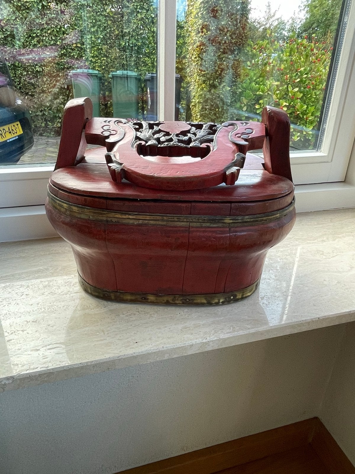 Antieke houten Chinese mand of bak, Ophalen of Verzenden
