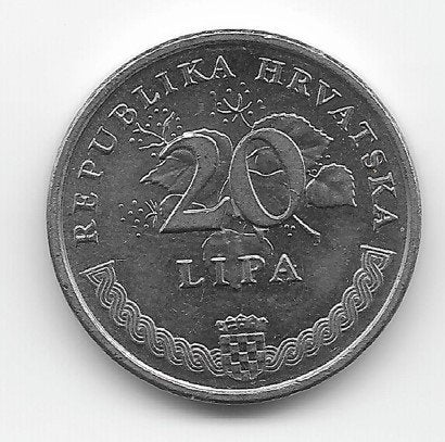 Kroatië 20 lipa 1999 KM# 7, Postzegels en Munten, Verzenden, Overige landen, Losse munt