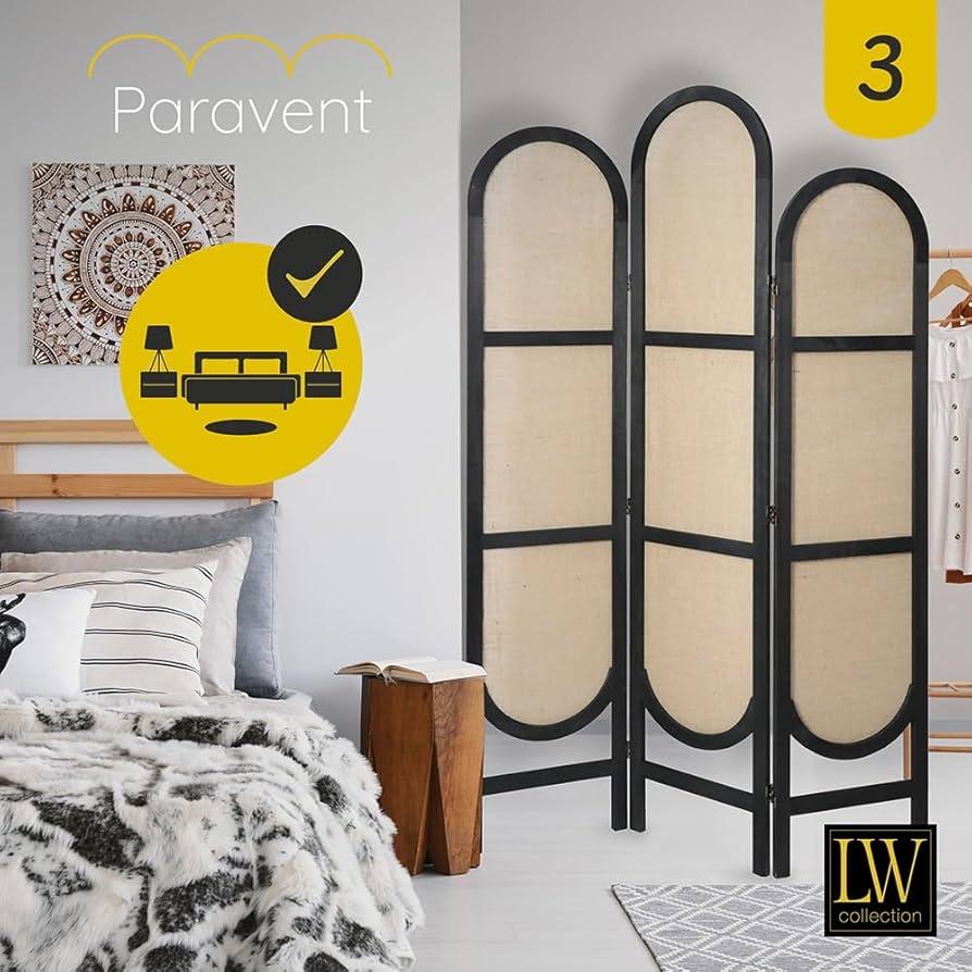 Paravent Kamerscherm 3-delig - Zwart/Beige - 170x120 cm NEW, Ophalen of Verzenden, Nieuw