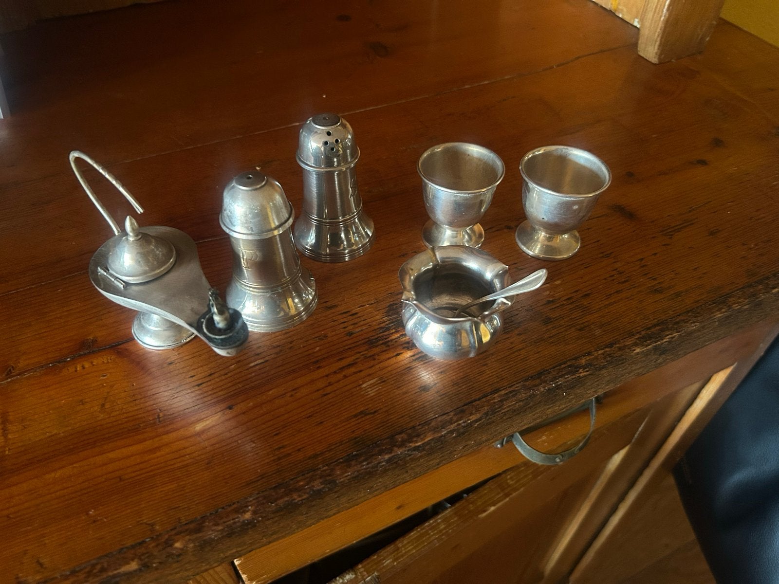 Zilverkleurige Miniatuur Servies Set - Vintage Decoratie, Antiek en Kunst, Ophalen of Verzenden, Zilver