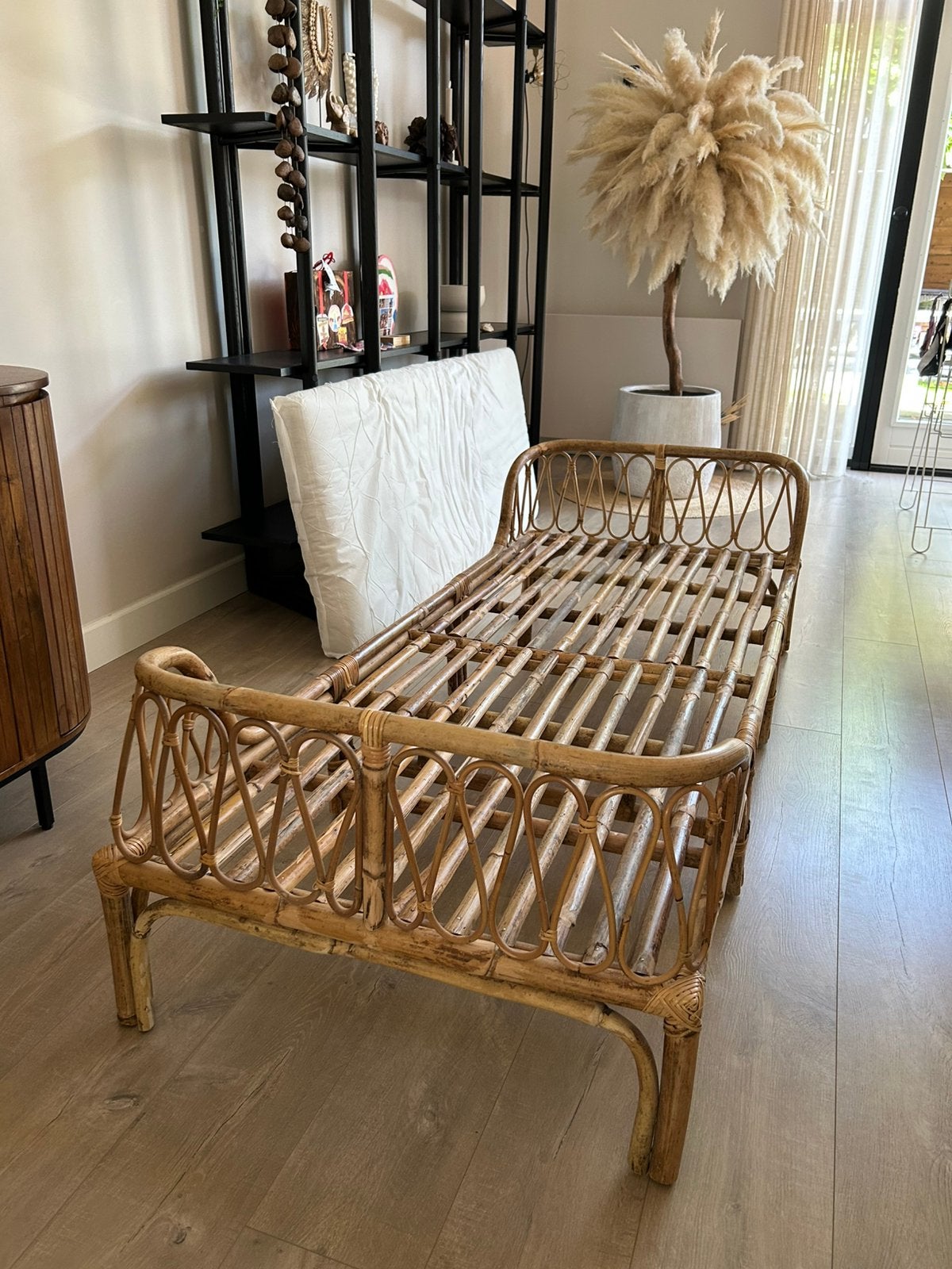 Bamboe kinderbed 180cm inclusief matras, Kinderen en Baby's, Kinderkamer | Bedden, Ophalen, 70 tot 85 cm, Zo goed als nieuw, Matras