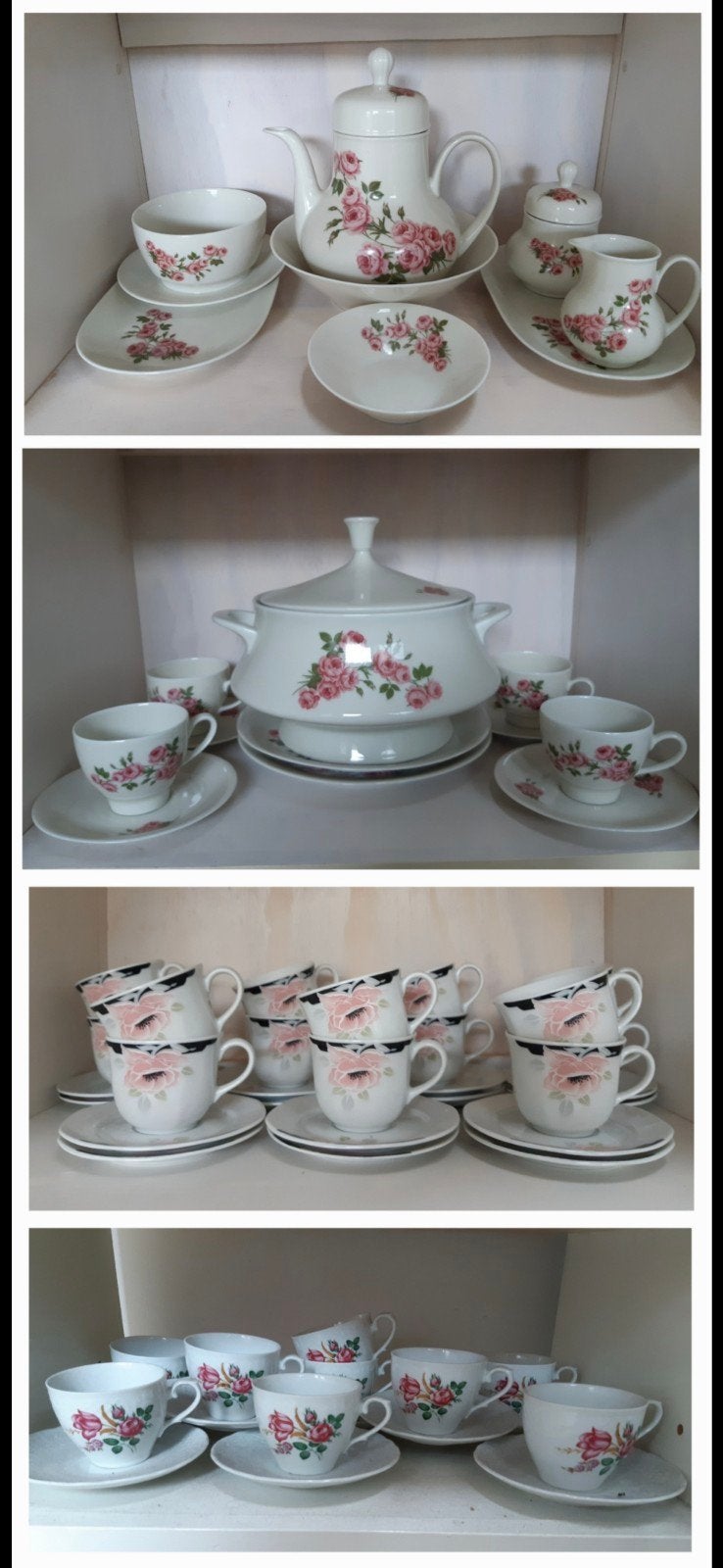 Prachtig porseleinen servies met rozenmotief, Ophalen of Verzenden