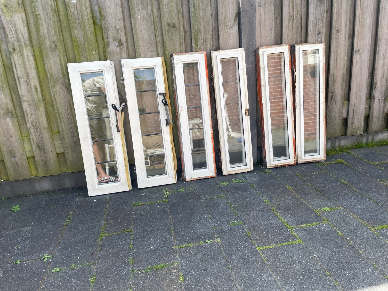6 Glas in lood ramen uit jaren '30 woning, Doe-het-zelf en Verbouw, Glas en Ramen, Ophalen, Gevelraam of Ruit, Gebruikt, Minder dan 80 cm