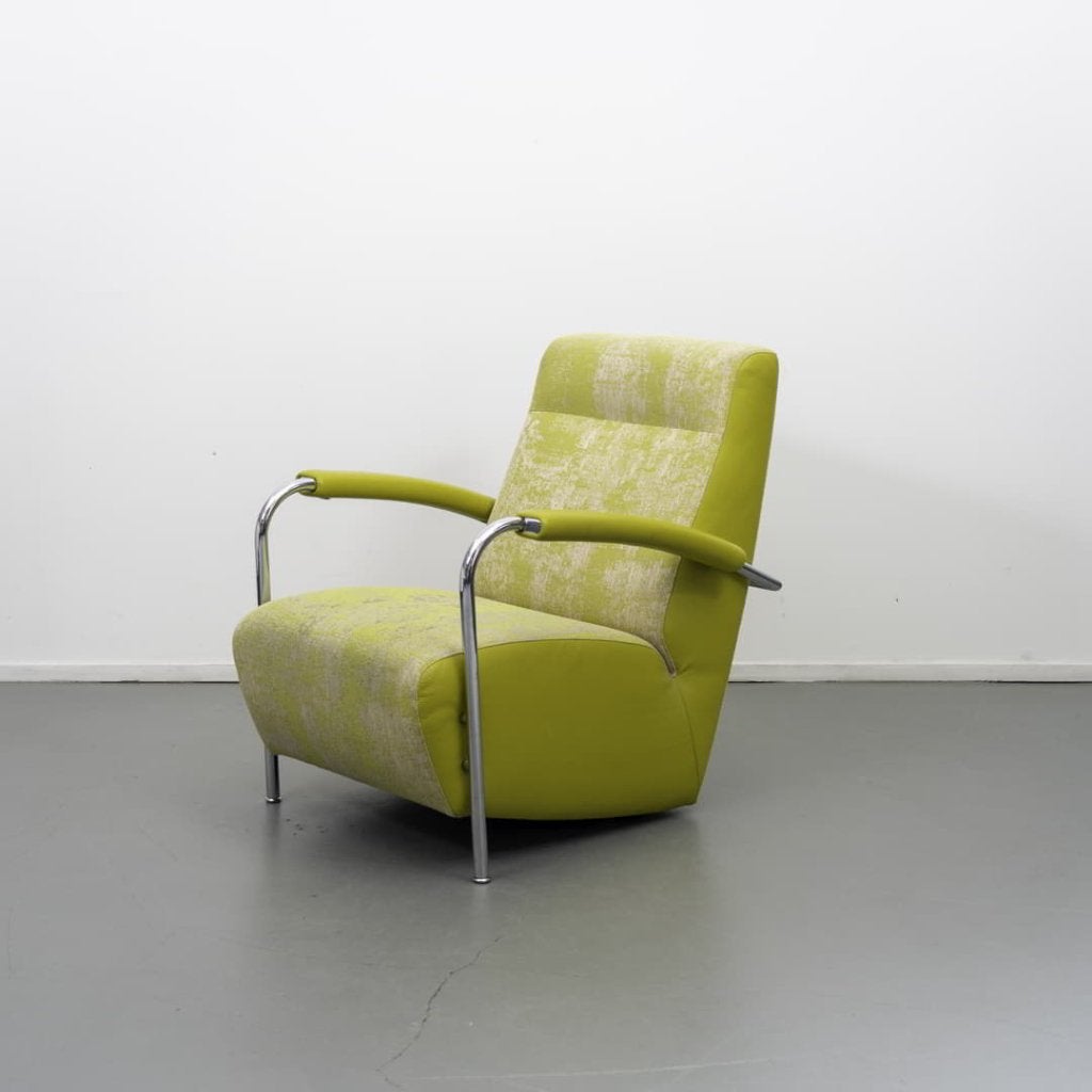 Leolux Scylla Hoog Fauteuil Geel Leer, Niet ingevuld, Zo goed als nieuw, Niet ingevuld, Niet ingevuld