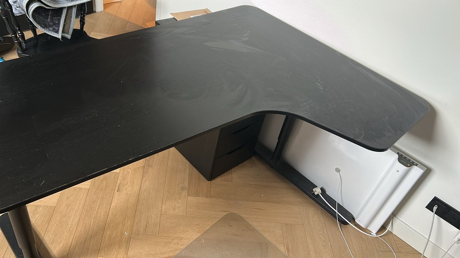 Zwart hoekbureau met lades - Ideaal voor thuiswerkplek, Ophalen, Zwart, Gebruikt, Hoekbureau
