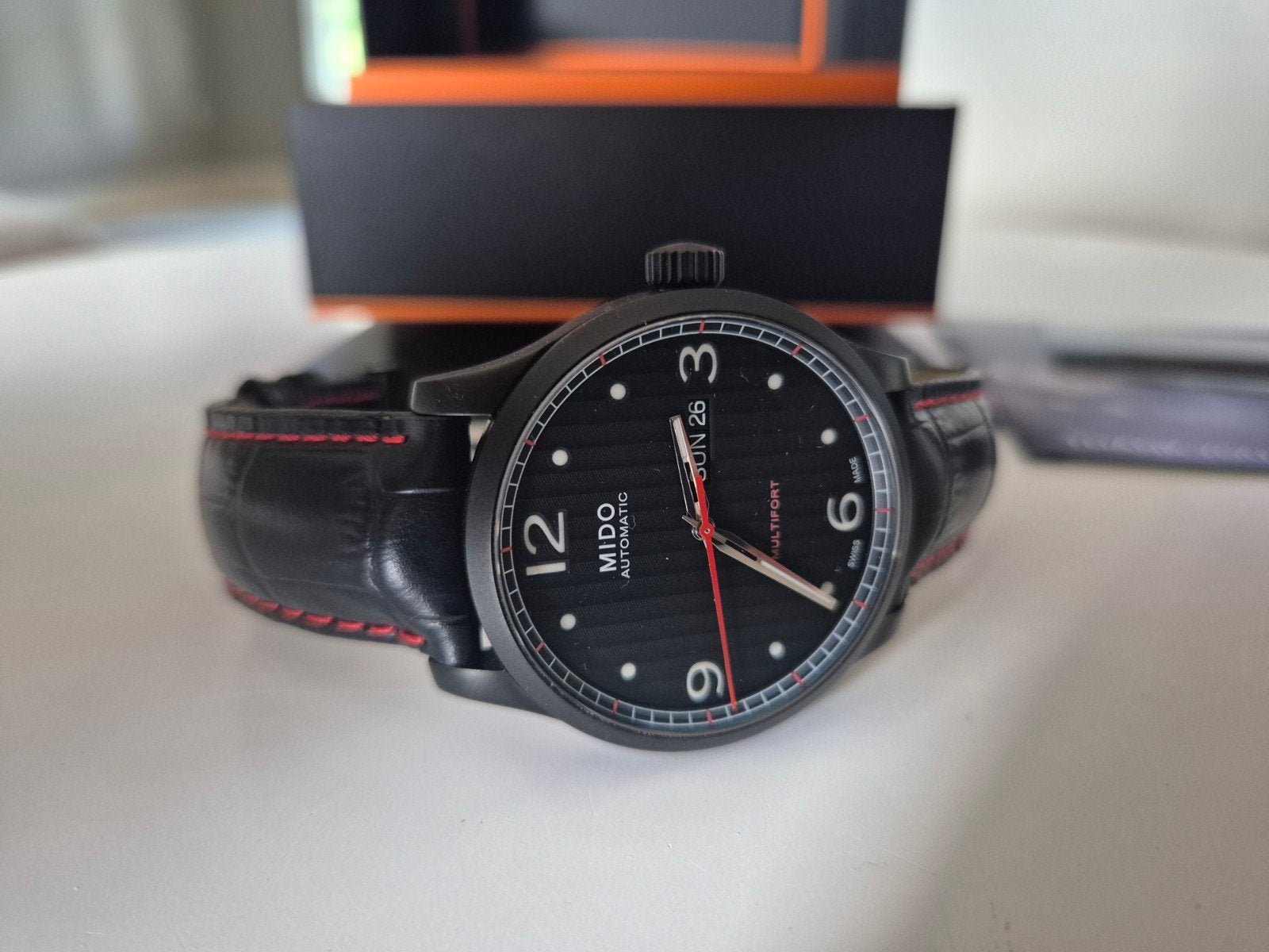 Mido Multifort Automatic, Leer, Staal, Polshorloge, Zo goed als nieuw